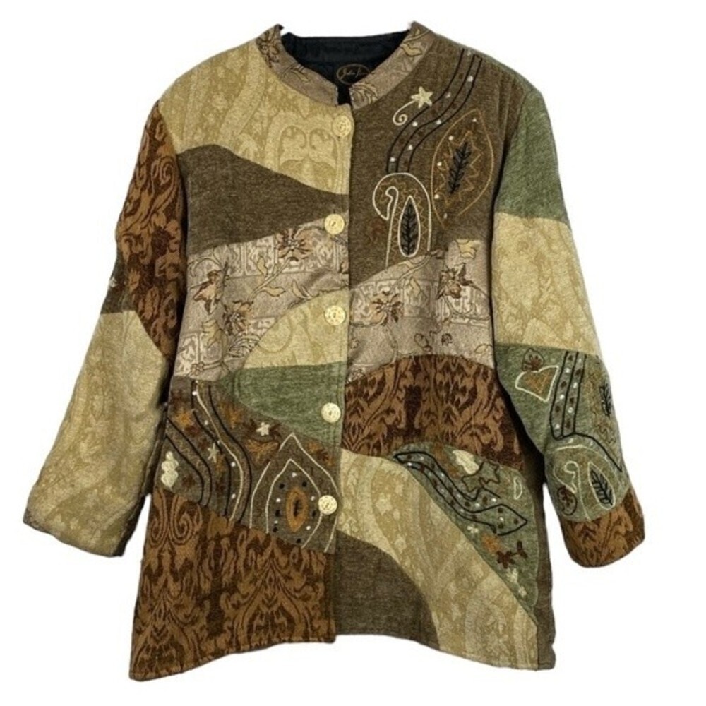Julia Kim Vintage Jacket Womens Large Multicolor Button Front Ladies